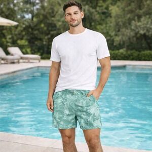 Alpine Design Floral Print Swim Shorts Elastic Waist Drawstring Pockets Size XXL